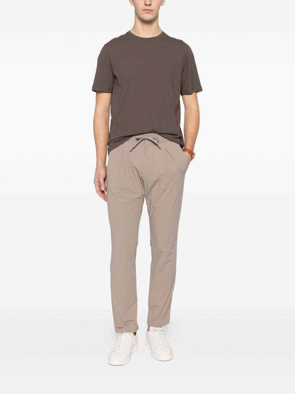 Pantaloni plissé con coulisse tortora 