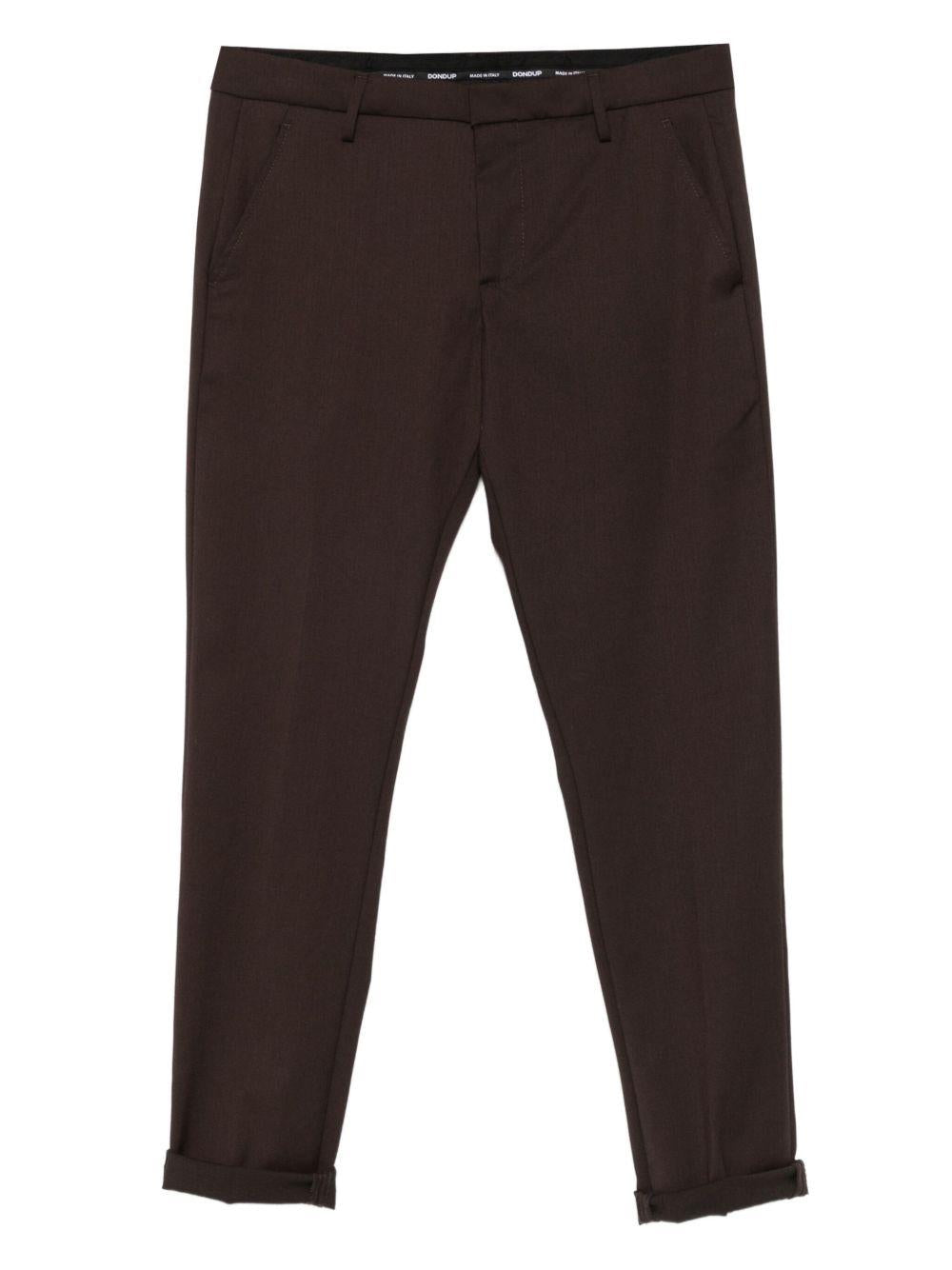 Pantaloni marroni Gaubert in lana con risvolti 