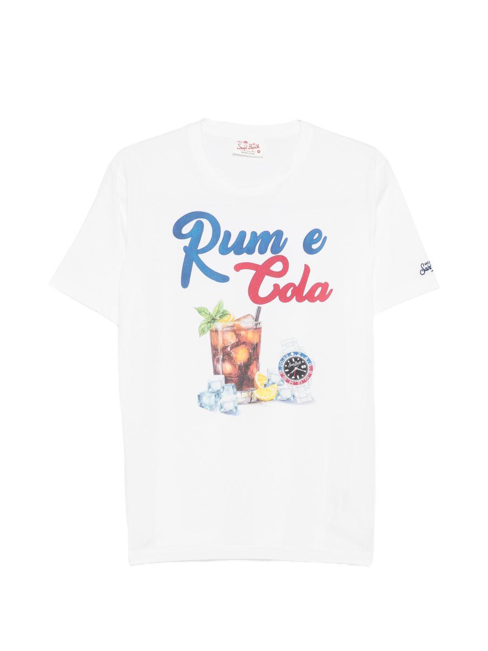 T-shirt bianca in cotone con stampa 