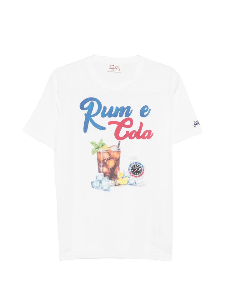 T-shirt bianca in cotone con stampa 