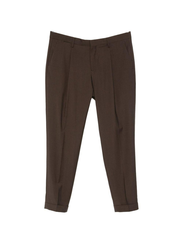 Pantaloni sartoriali marroni con pieghe 