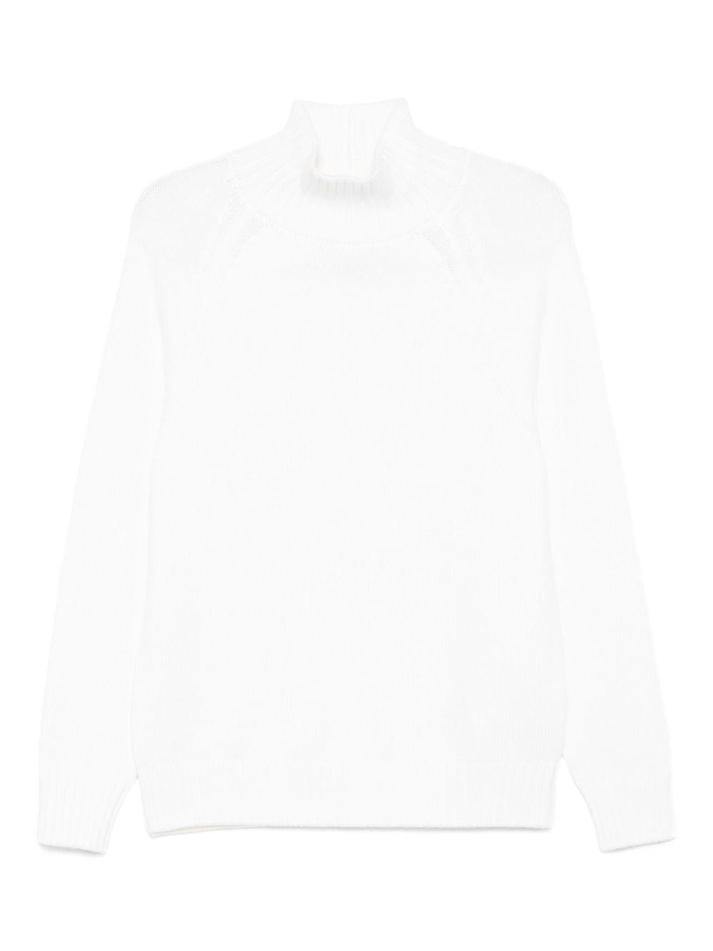 Maglione bianco opaco in lana a collo alto 