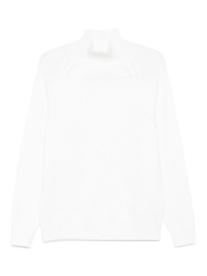 Maglione bianco opaco in lana a collo alto 