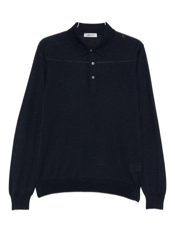 Maglione stile polo a maniche lunghe blu scuro 