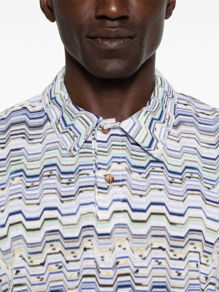 Polo light blu con motivo a zig zag 