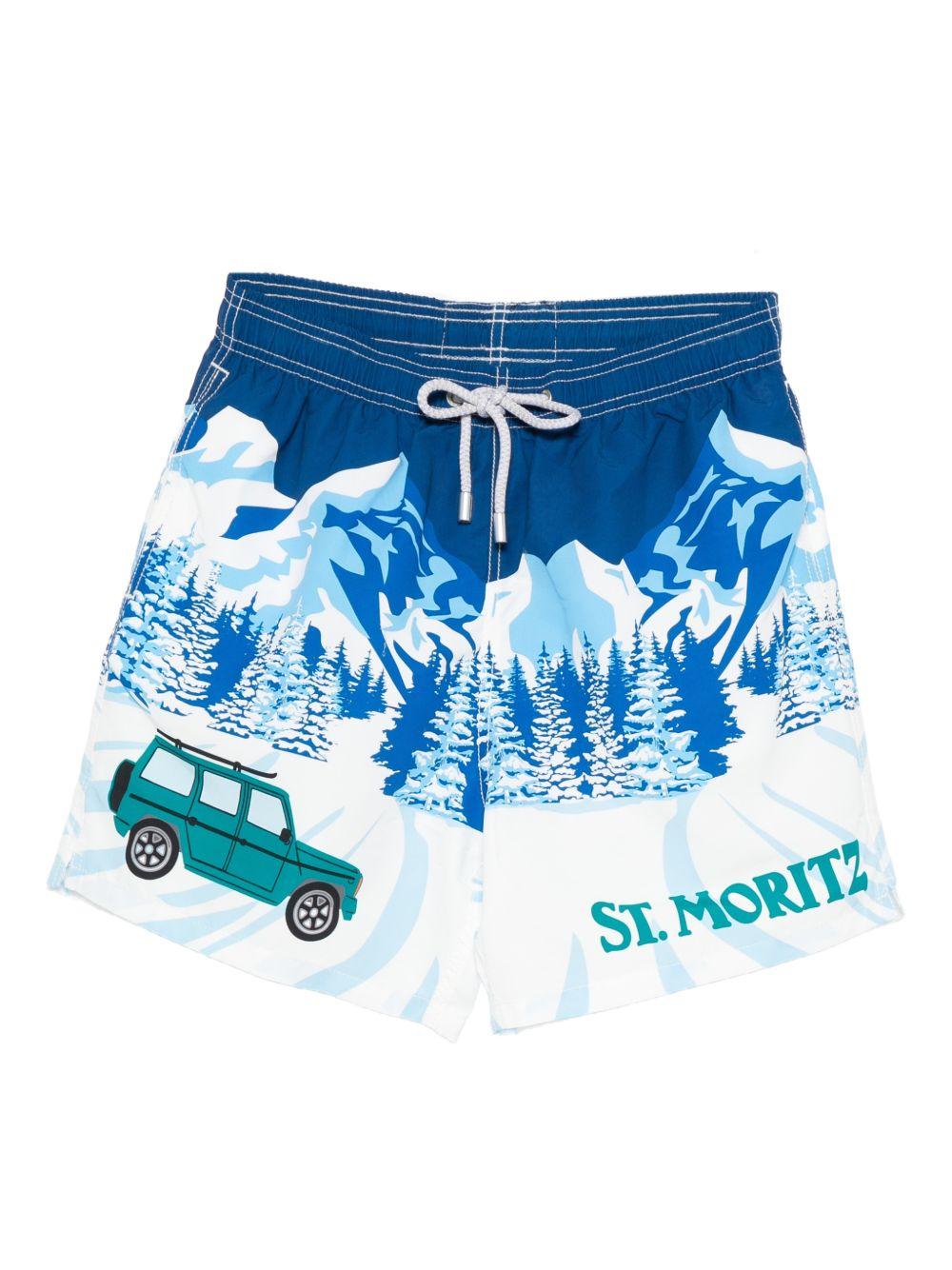 Costume da bagno blu con stampa 