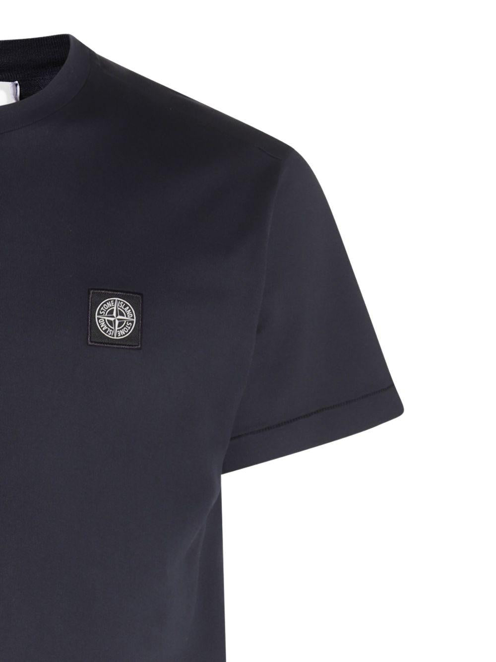 T-shirt navy con applicazione logo 