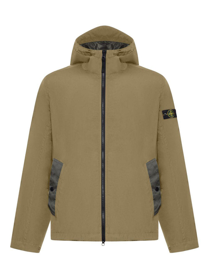 Giacca Crinkle Reps NY con cappuccio verde militare 
