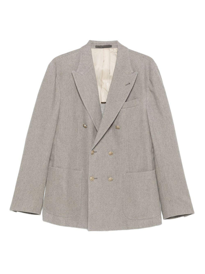 Blazer grigio doppiopetto con tasche applicate