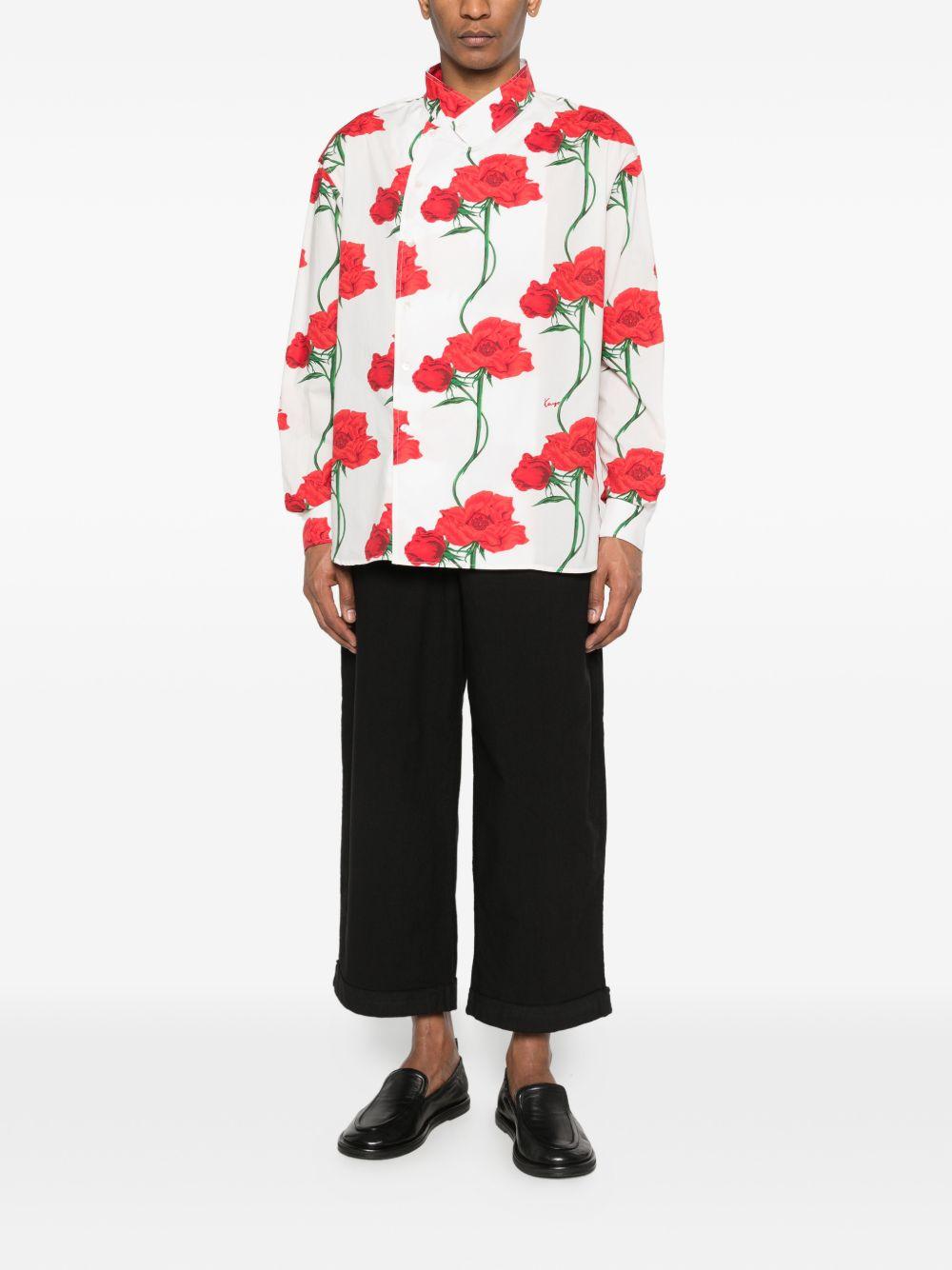 Camicia ecrù Archive Rose con stampa floreale 