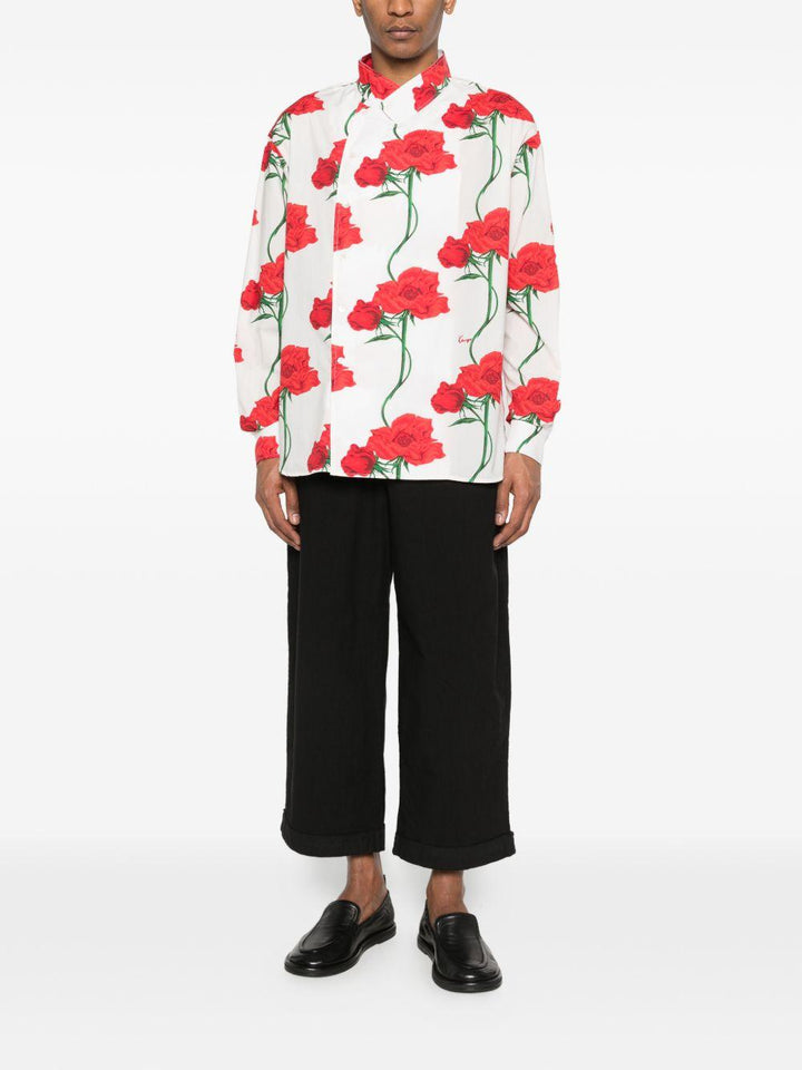 Camicia ecrù Archive Rose con stampa floreale 