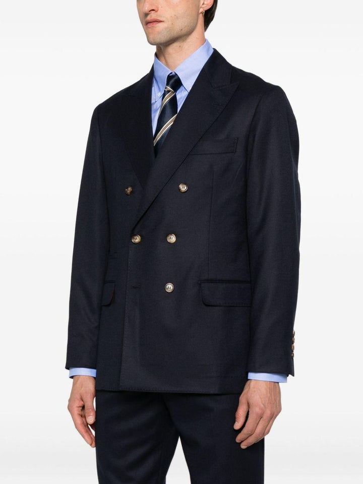 Blazer blu doppiopetto con bottoni color oro 