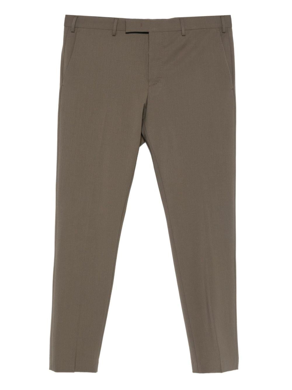 Pantaloni dritti beige in lana 