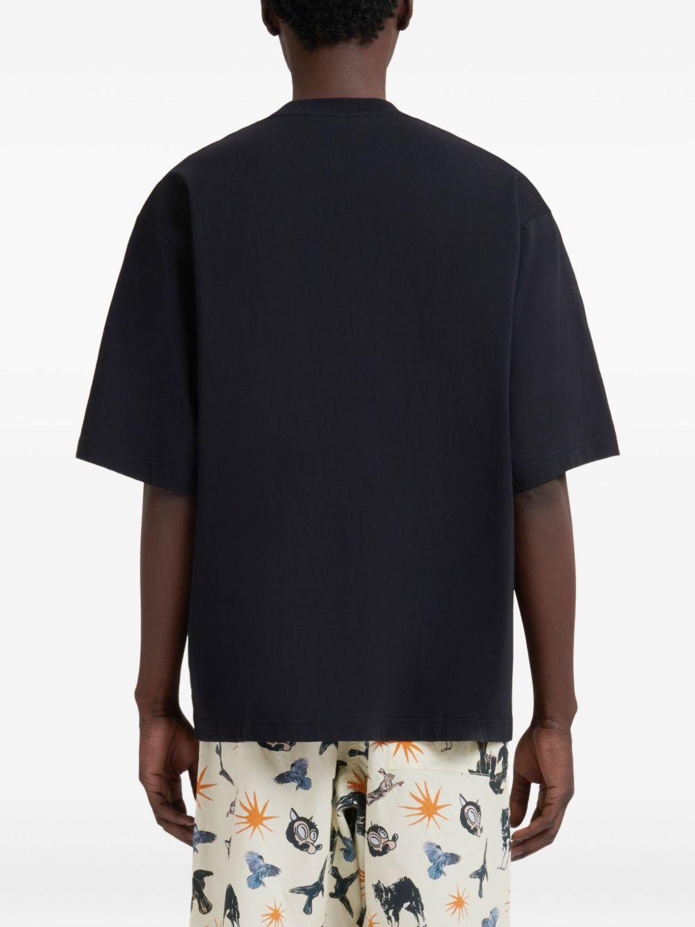 T-shirt nera in cotone con stampa logo 