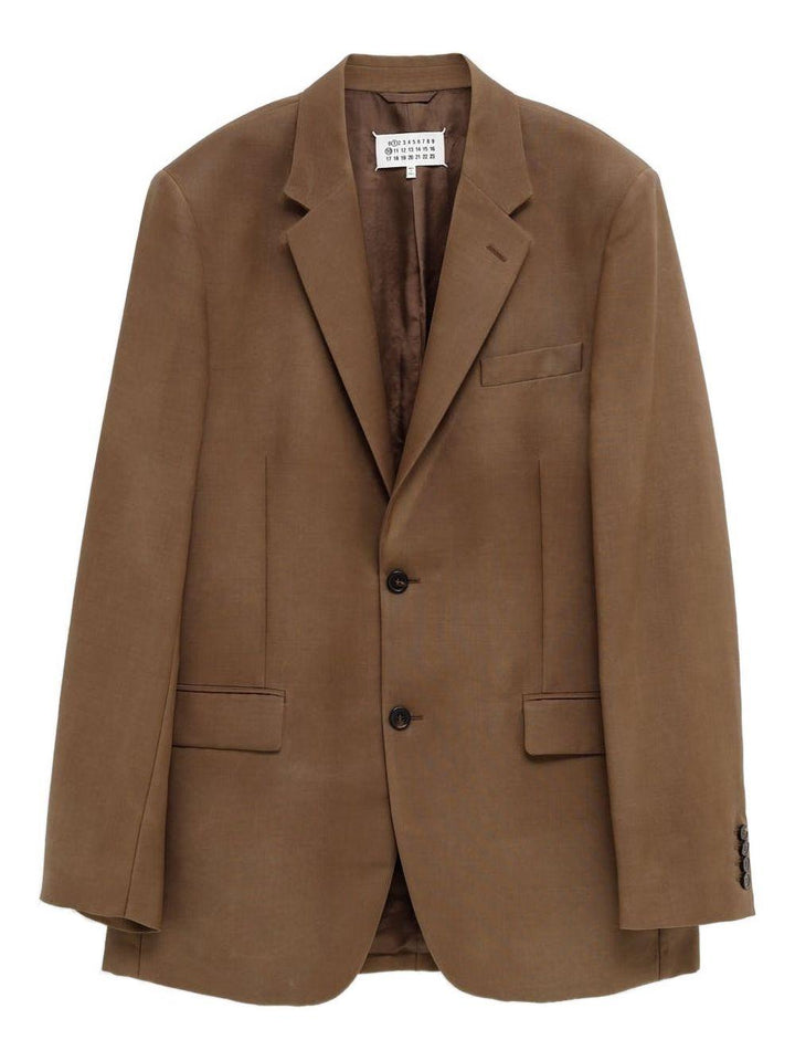Giacca monopetto marrone con bottoni 