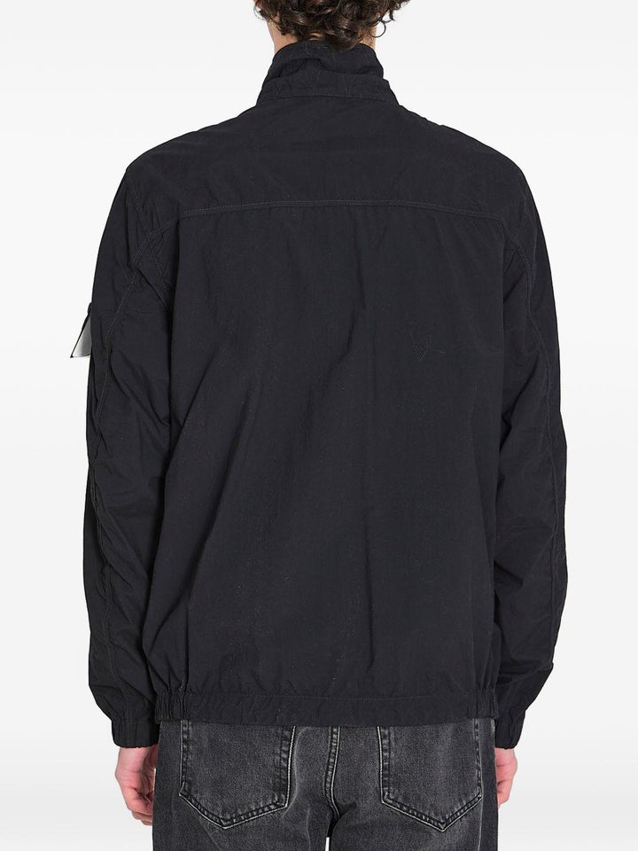 Giacca Nylon Smerigliato nera e logo patch 