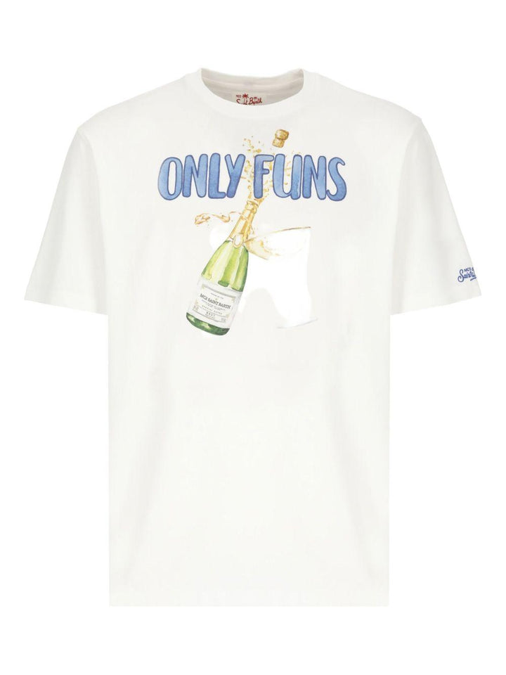 T-shirt bianca in cotone con stampa 