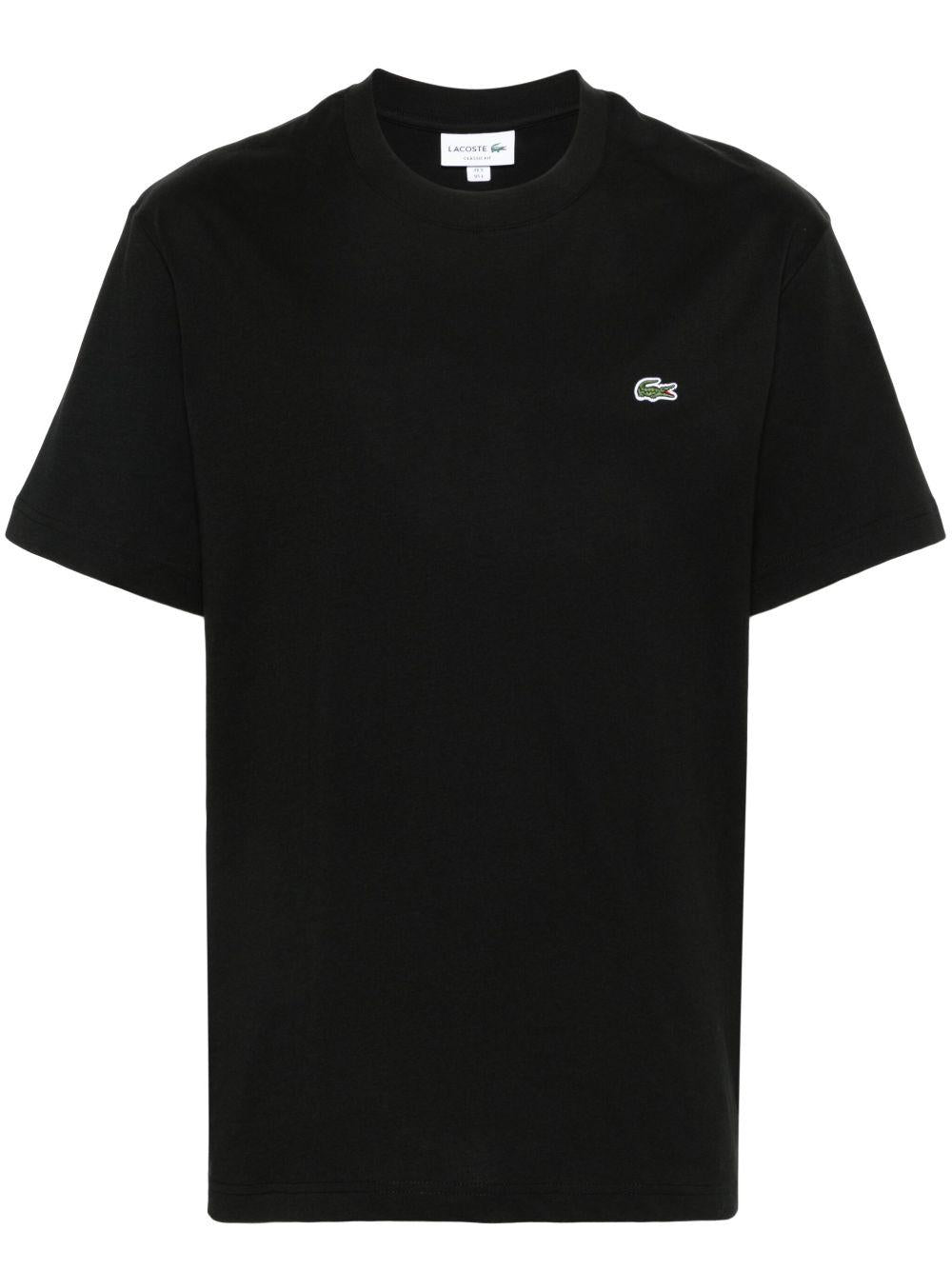 T-shirt nera con applicazione logo 