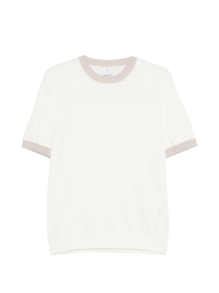 T-shirt girocollo bianco/sabbia 