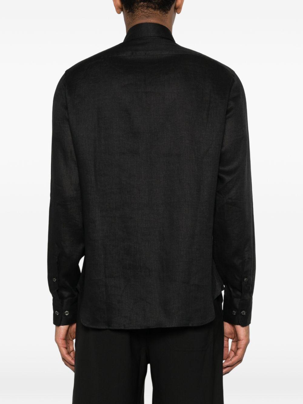 Camicia nera in lino con bottoni 