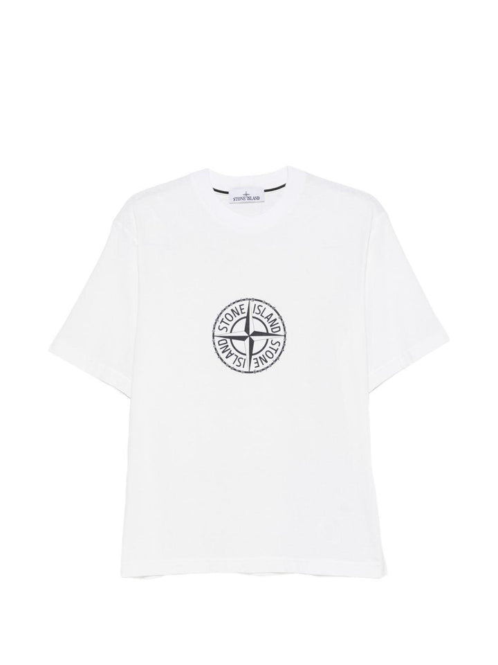 T-shirt bianca con stampa logo 