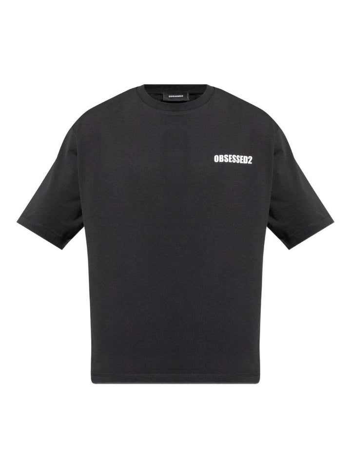 T-shirt bianca in cotone con stampa Obsessed2