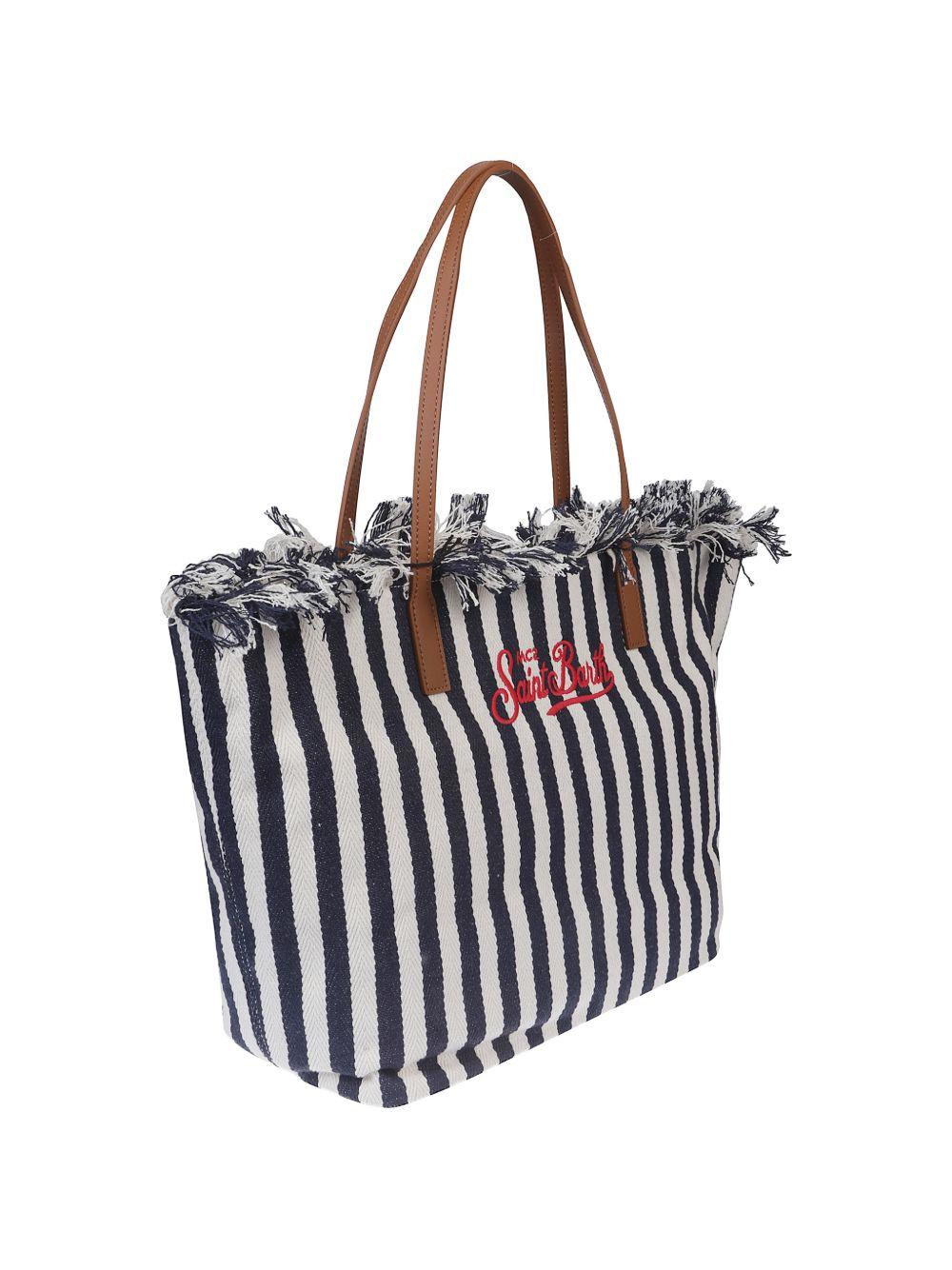 Borsa tote con frange a righe 