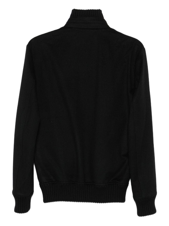 Giacca blu nero a coste con zip 