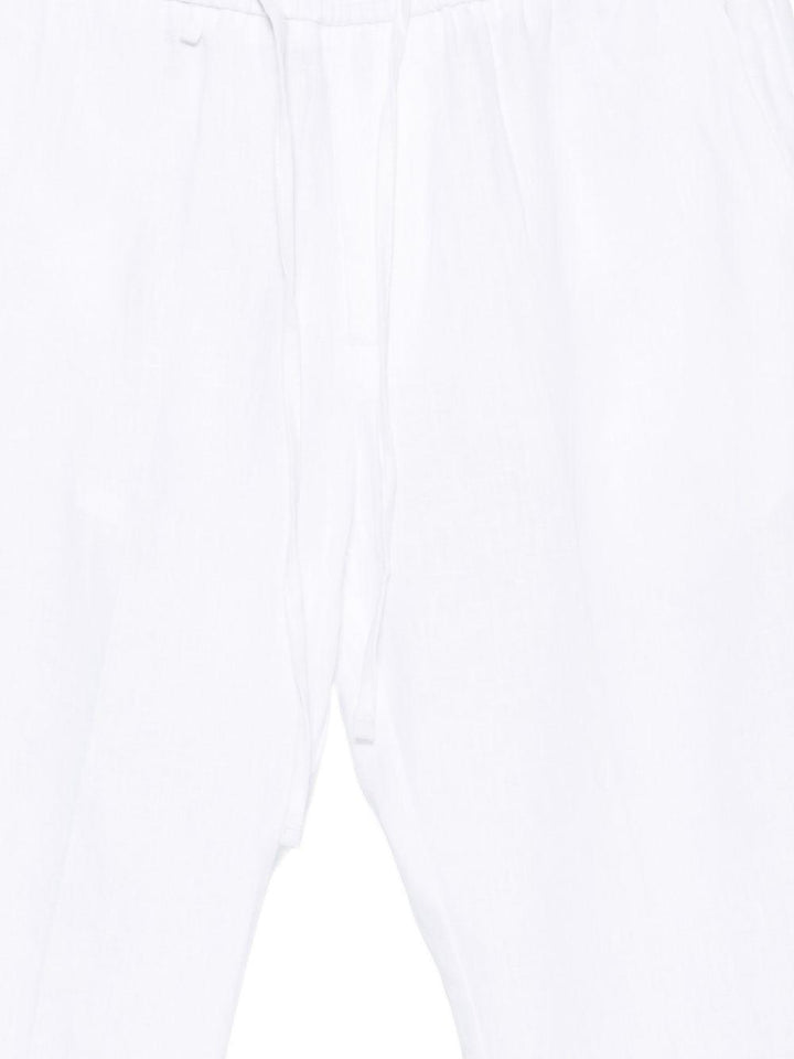 Pantaloni in lino con coulisse bianco 