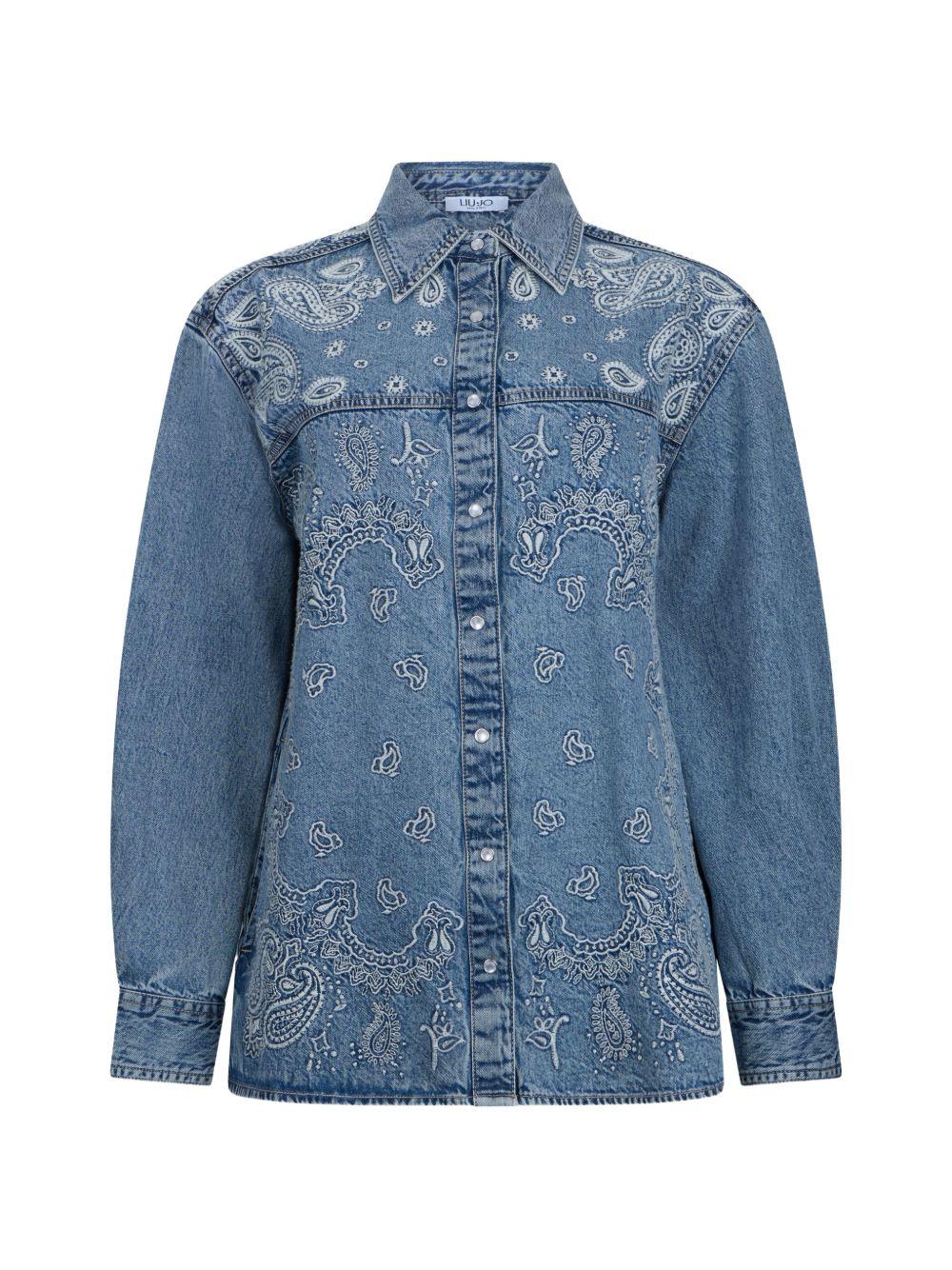 Camicia denim con ricamo 