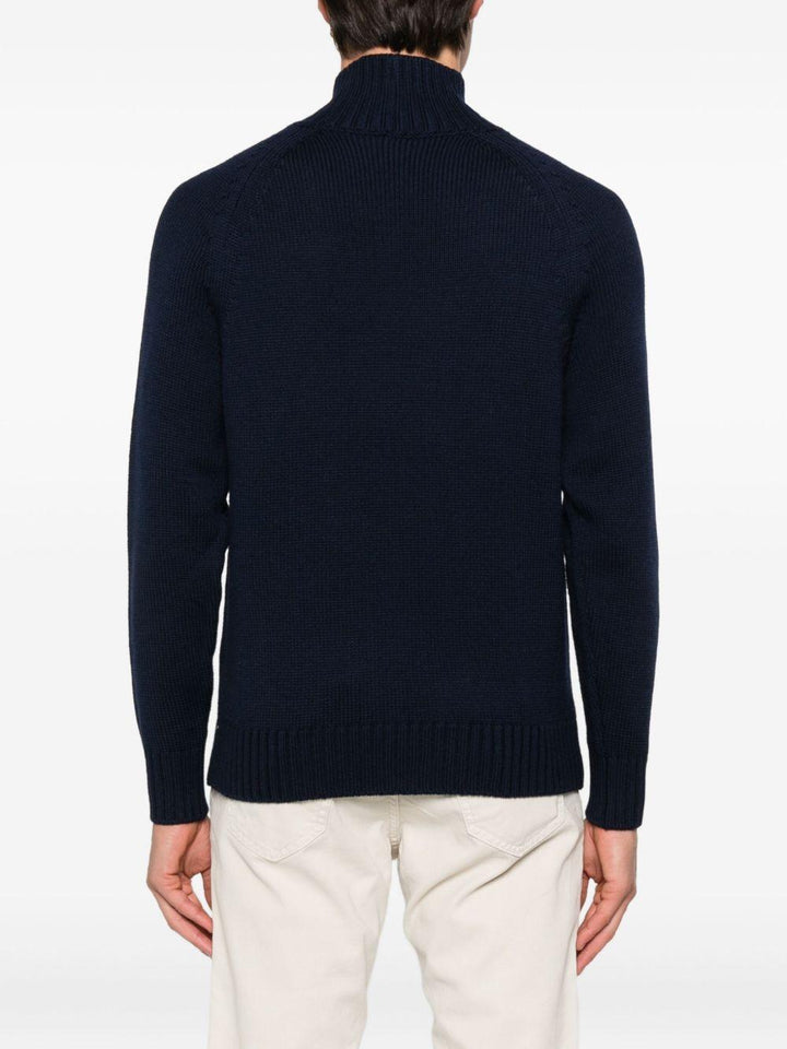 Maglione nero in lana a collo alto 