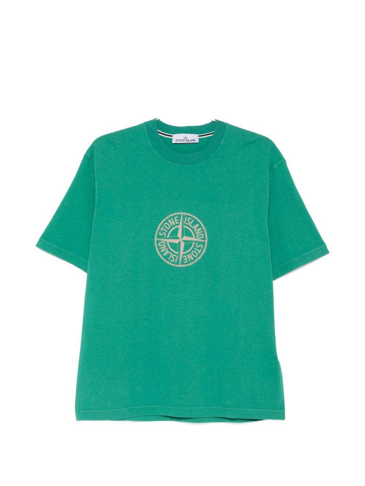 T-shirt malachite con stampa logo 