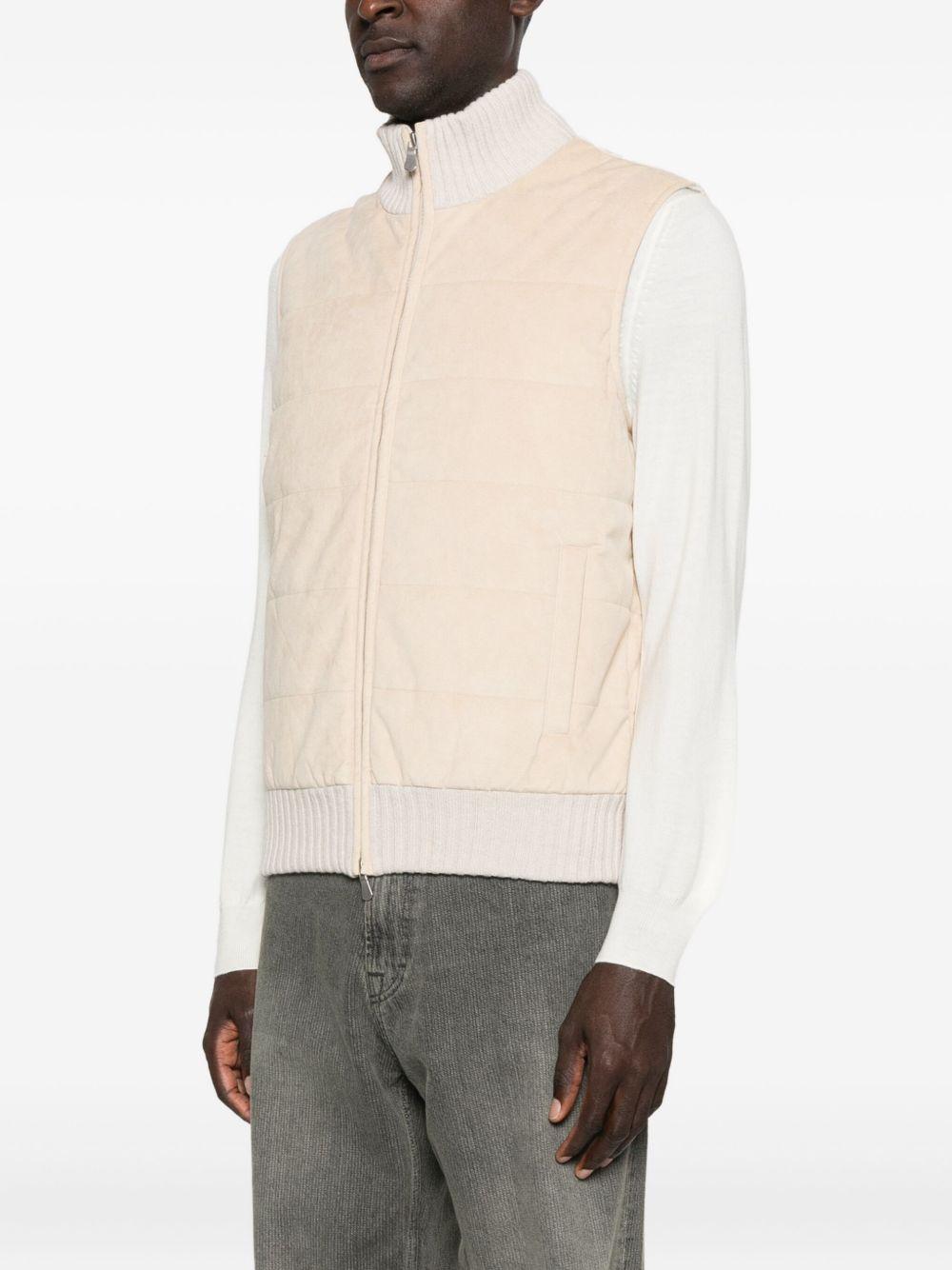 Gilet imbottito con zip écru 