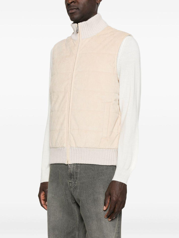 Gilet imbottito con zip écru 