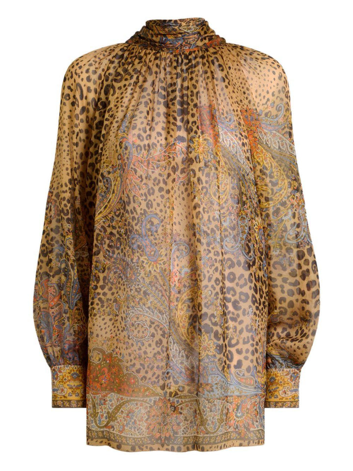 Top con stampa paisley animalier 