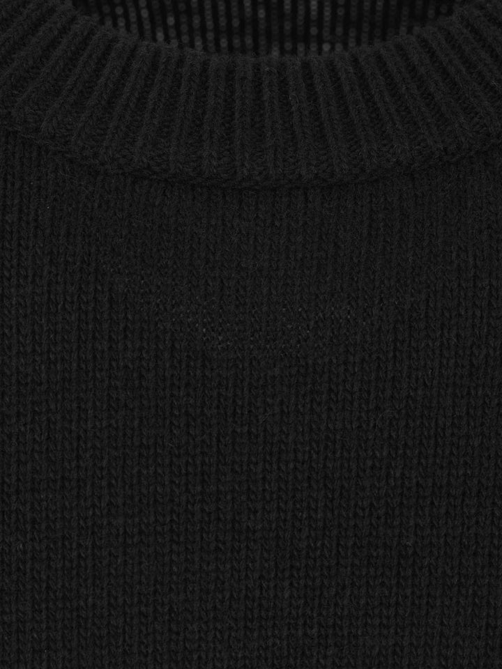 Maglione nero girocollo con applicazione Compass 