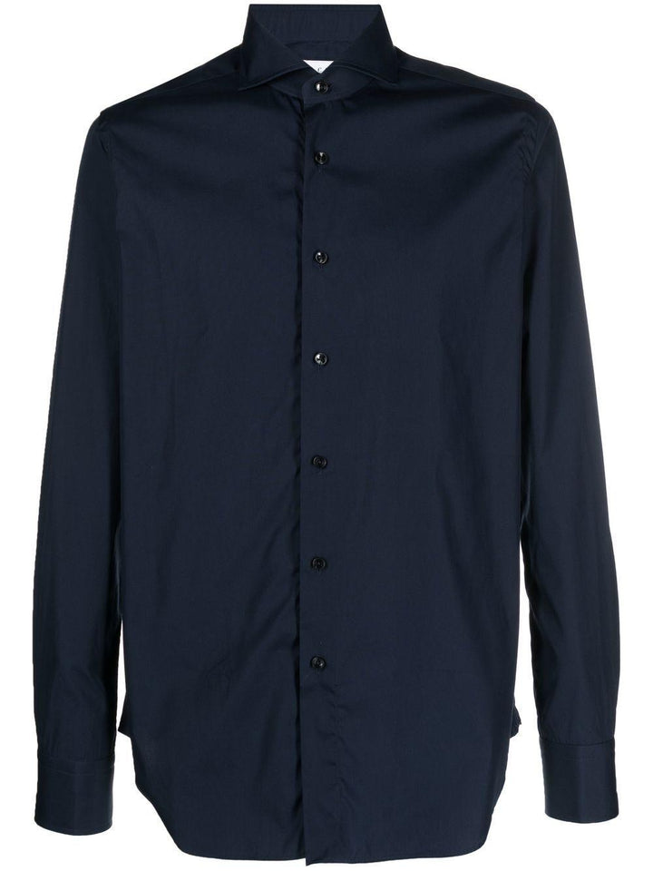 Camicia sartoriale blu navy no stiro in cotone 