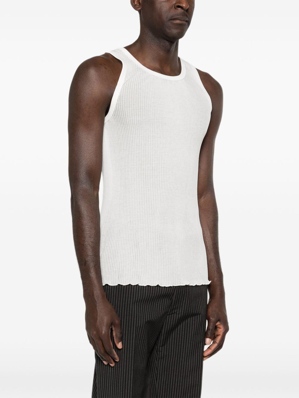 Canotta bianca plissé in jersey 