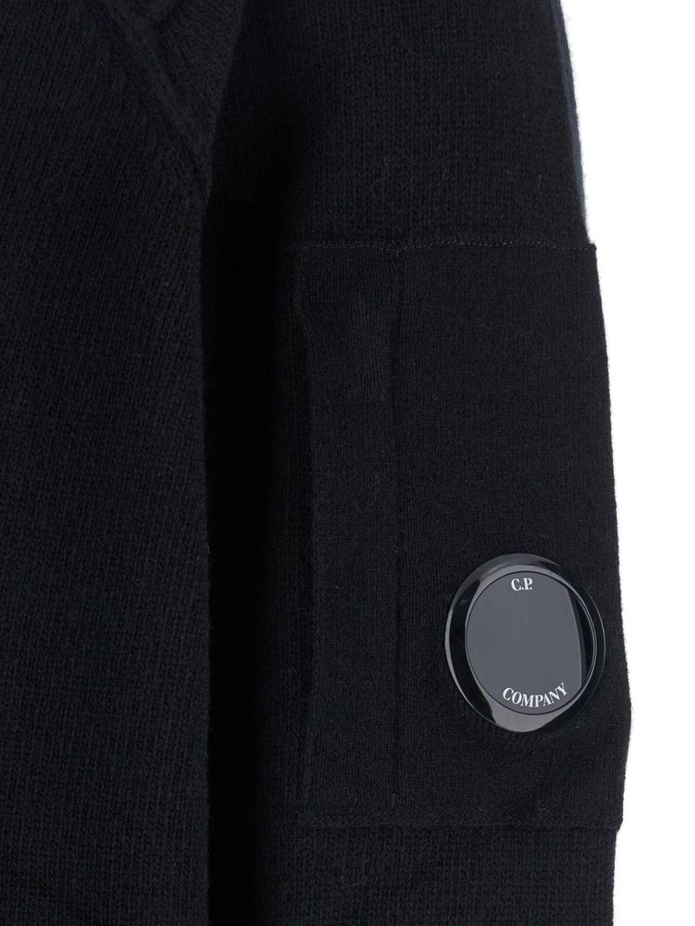Cardigan nero in lana di agnello con zip 