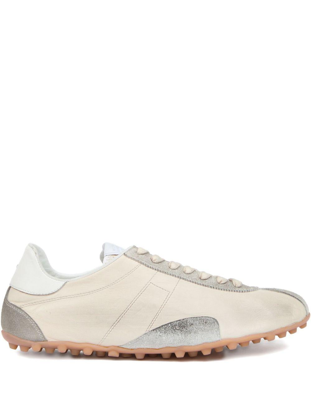 Sneakers con inserti in pelle scamosciata bianco/grigio 