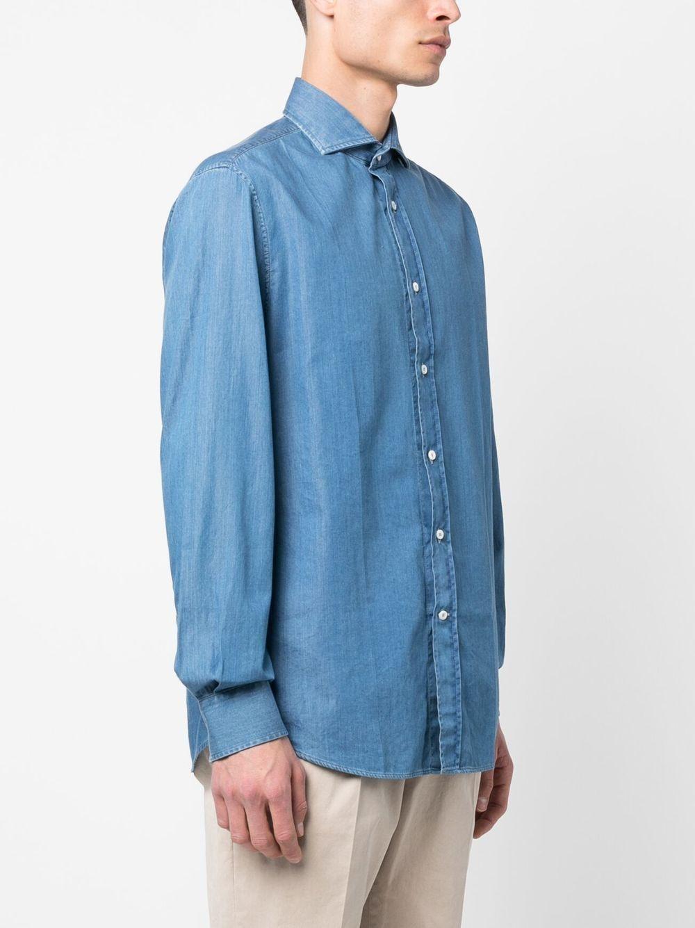 Camicia con bottoni denim medio 