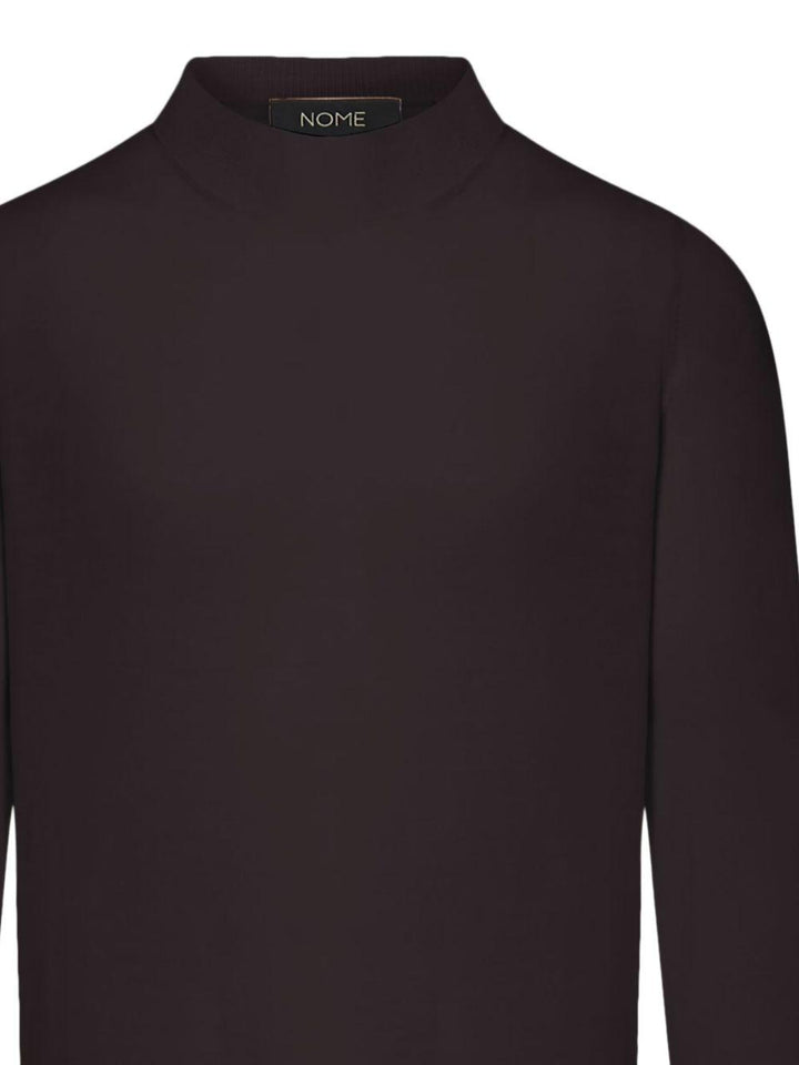 Maglione girocollo marrone in lana vergine 
