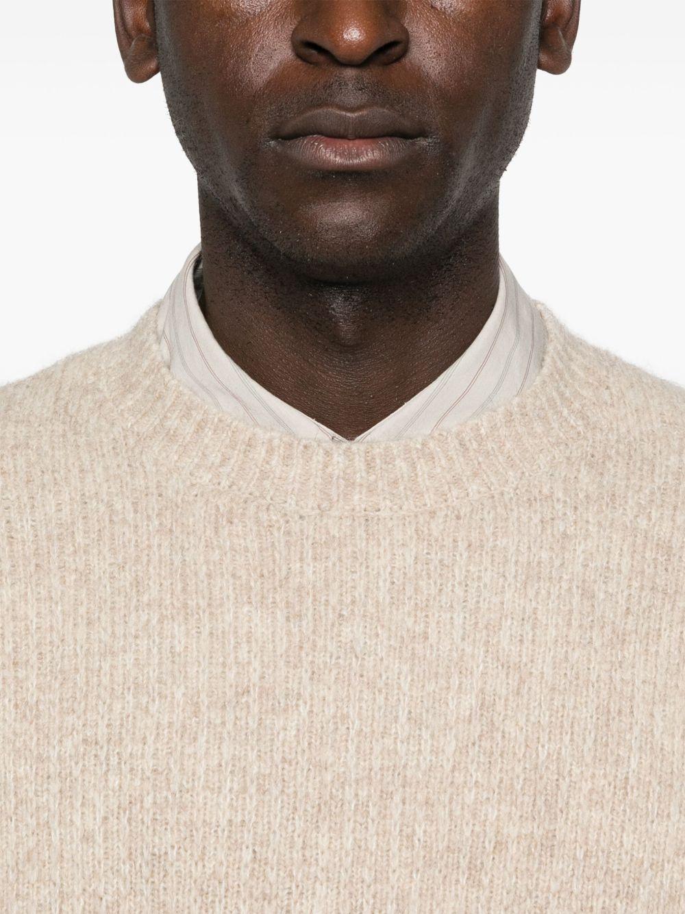 Maglione a coste in alpaca beige