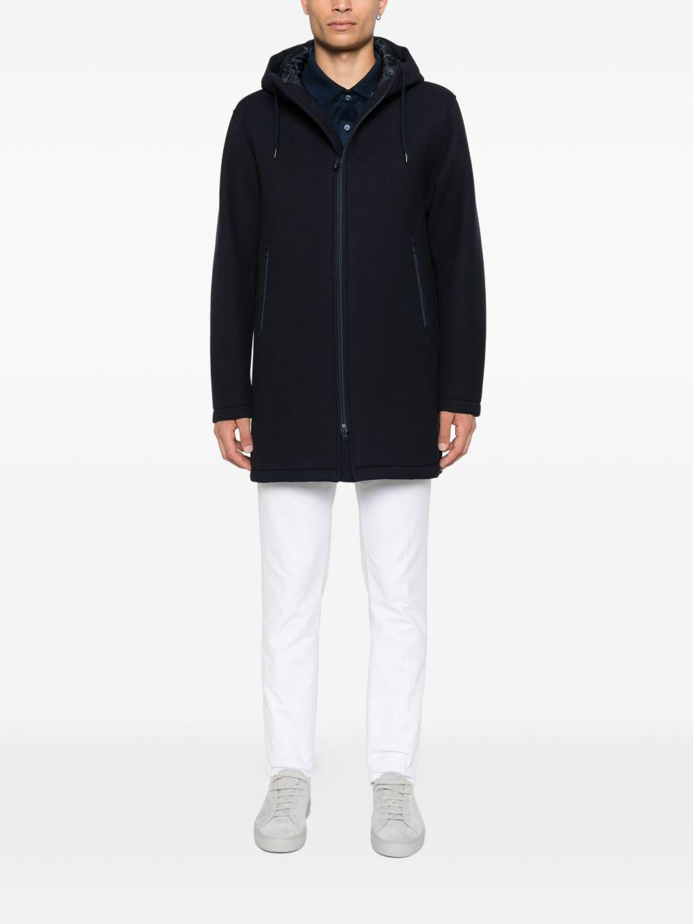 Giaccone navy con zip e cappuccio 