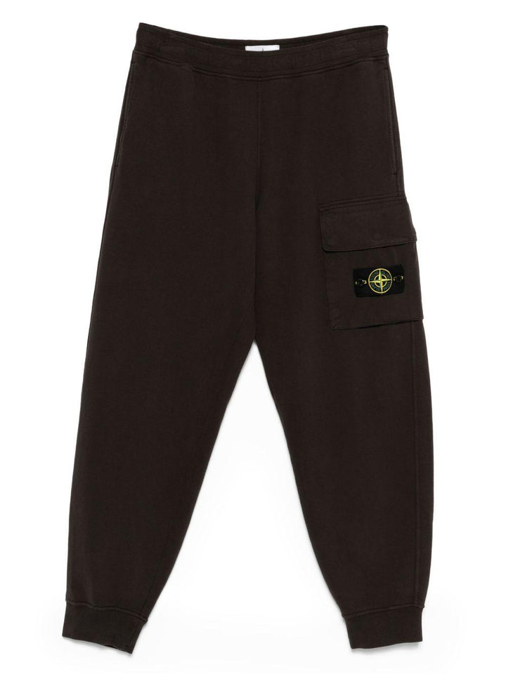 Pantaloni sportivi grigio scuro con applicazione logo 