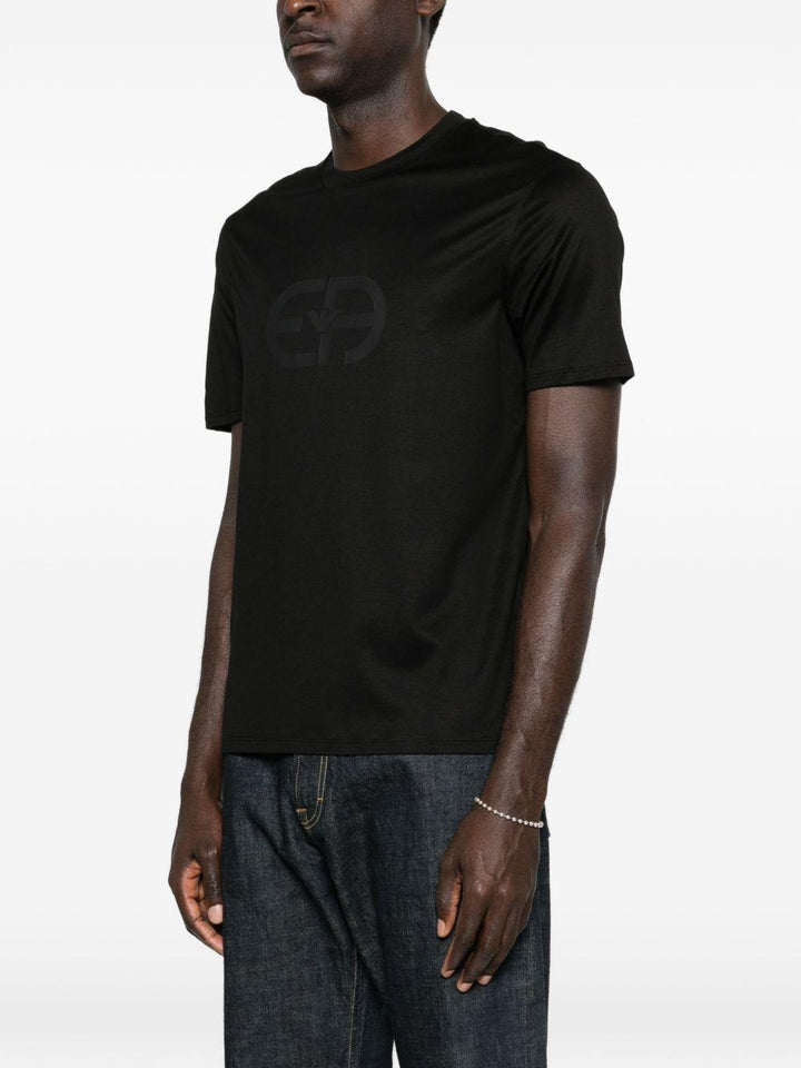 T-shirt girocollo nera con stampa 