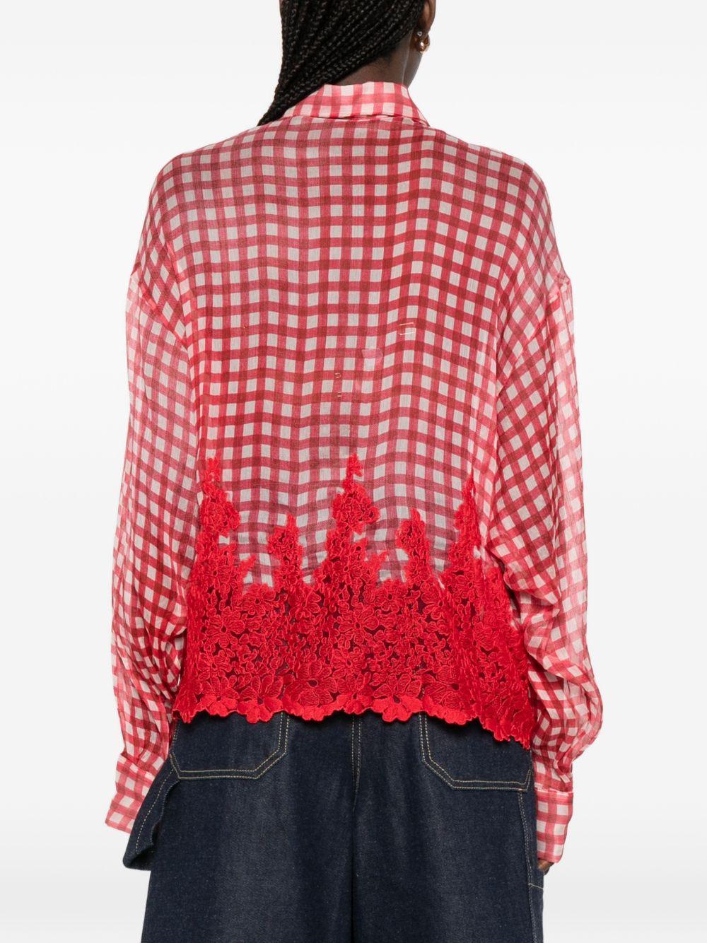 Camicia a quadri con dettagli in pizzo 