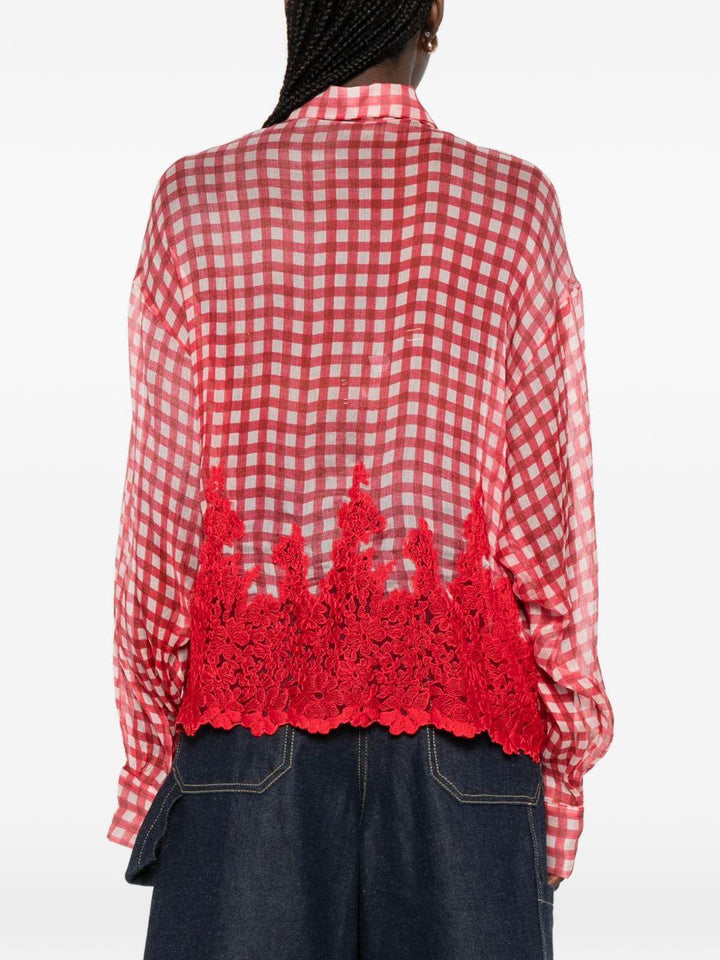 Camicia a quadri con dettagli in pizzo 