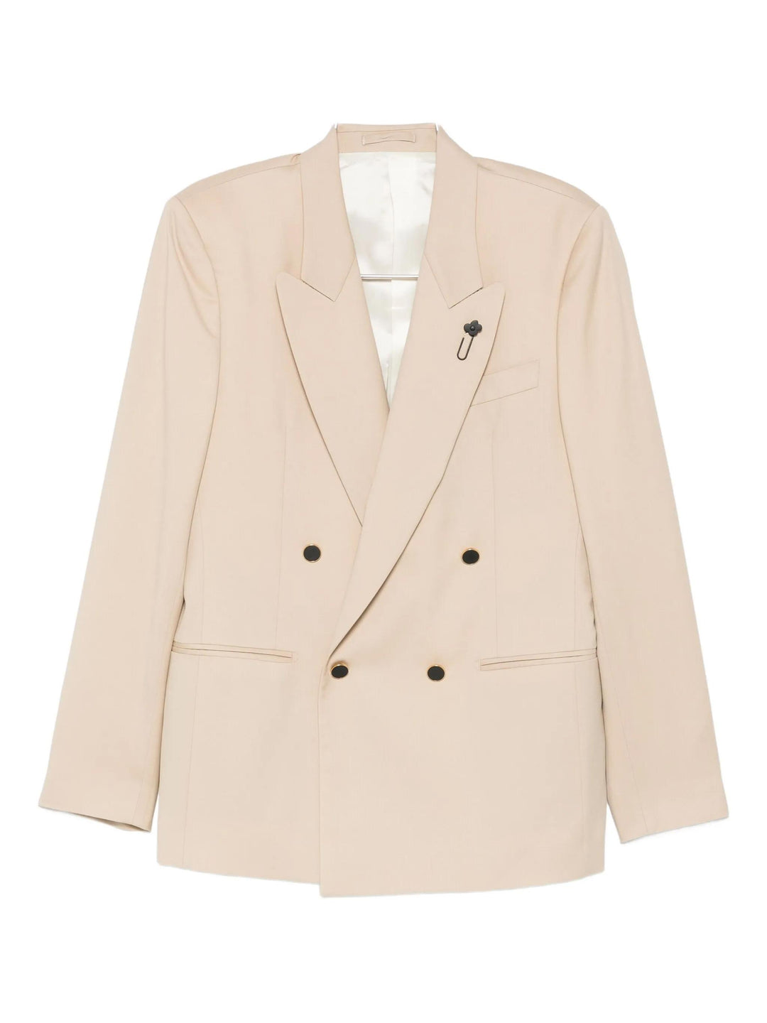Blazer Beige Doppiopetto con rever a lancia 