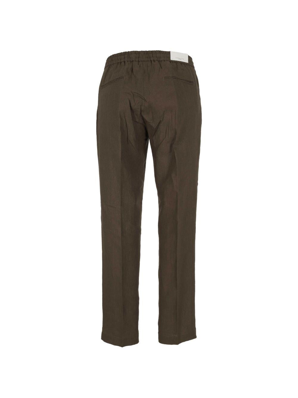 Pantaloni con coulisse in lino visone 